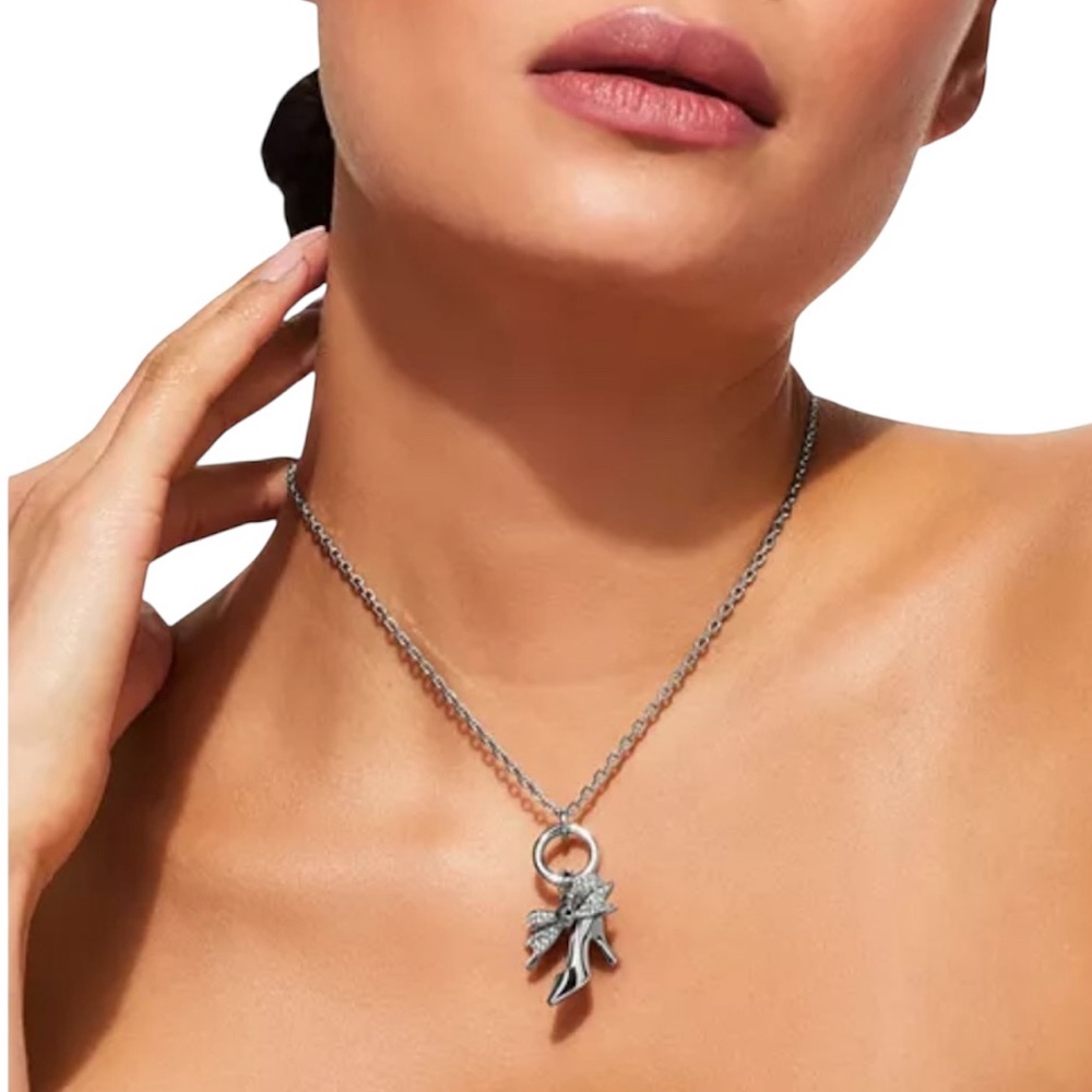 NWT Kurt Geiger Signature Eagle Rhinestone Bow & Shoe Charm Pendant Necklace